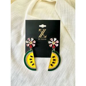 ZAXIE yellow watermelon dangle rhinestone earrings